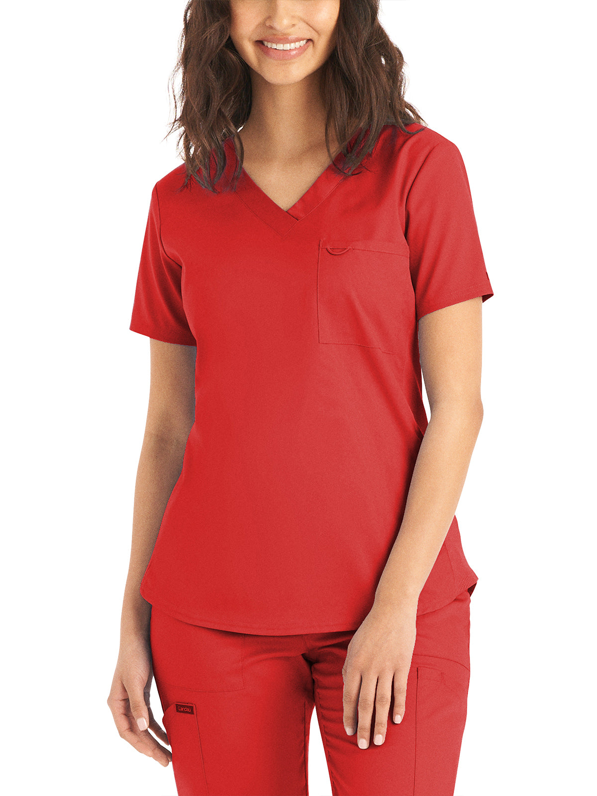 Women's 2-Pocket Back Princess Seamed V-Neck Scrub Top