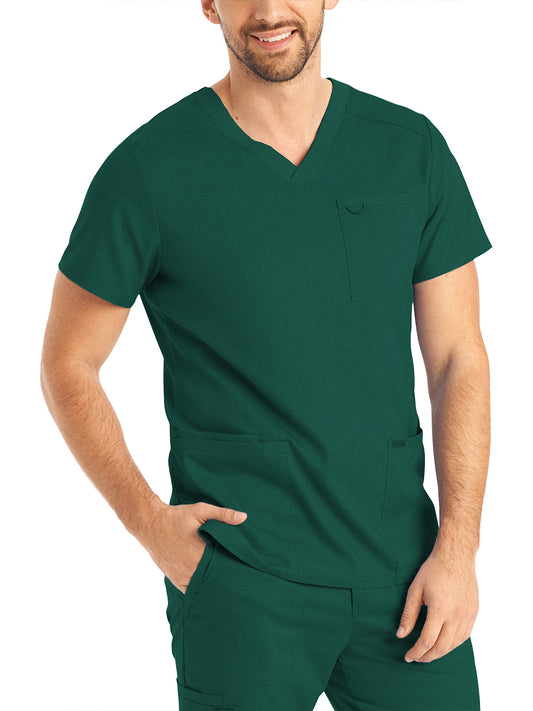 Men's 4-Pocket Back Yoke V-Neck Scrub Top