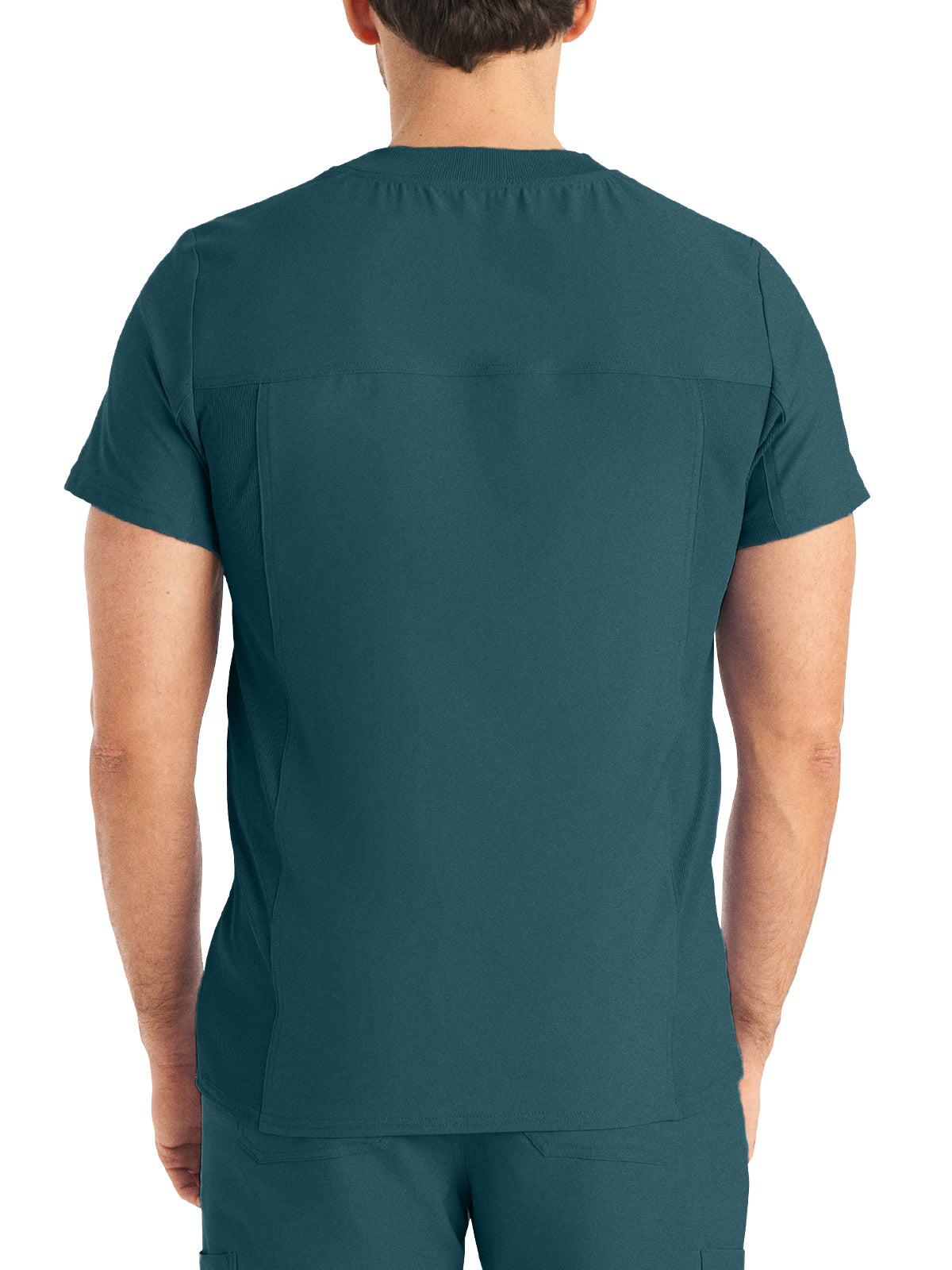 Men's 4-Pocket Back Yoke V-Neck Scrub Top