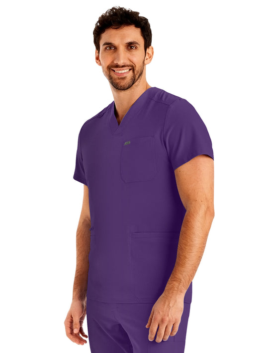 Men's 4-Pocket Back Yoke V-Neck Top