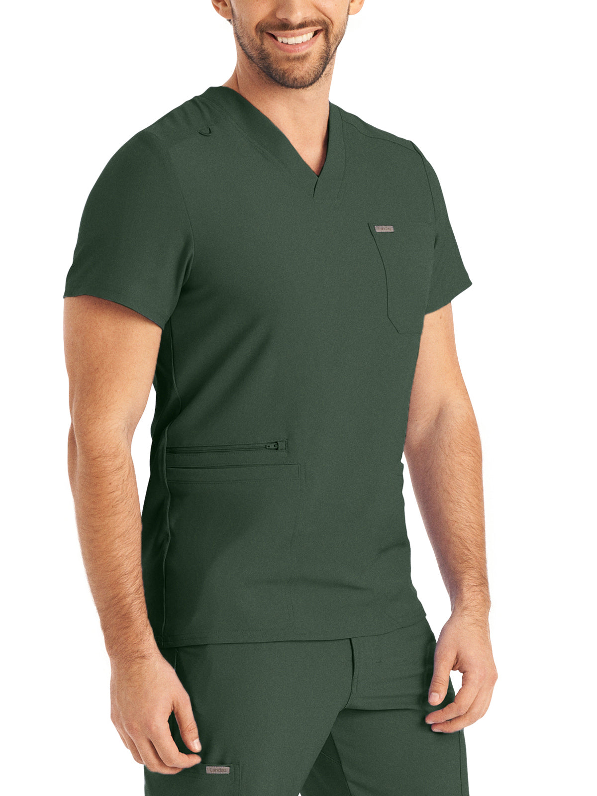 Men's 4-Pocket Back Yoke V-Neck Scrub Top