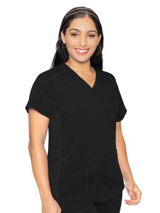 Women's 4-Pocket V-Neck Shirttail Top