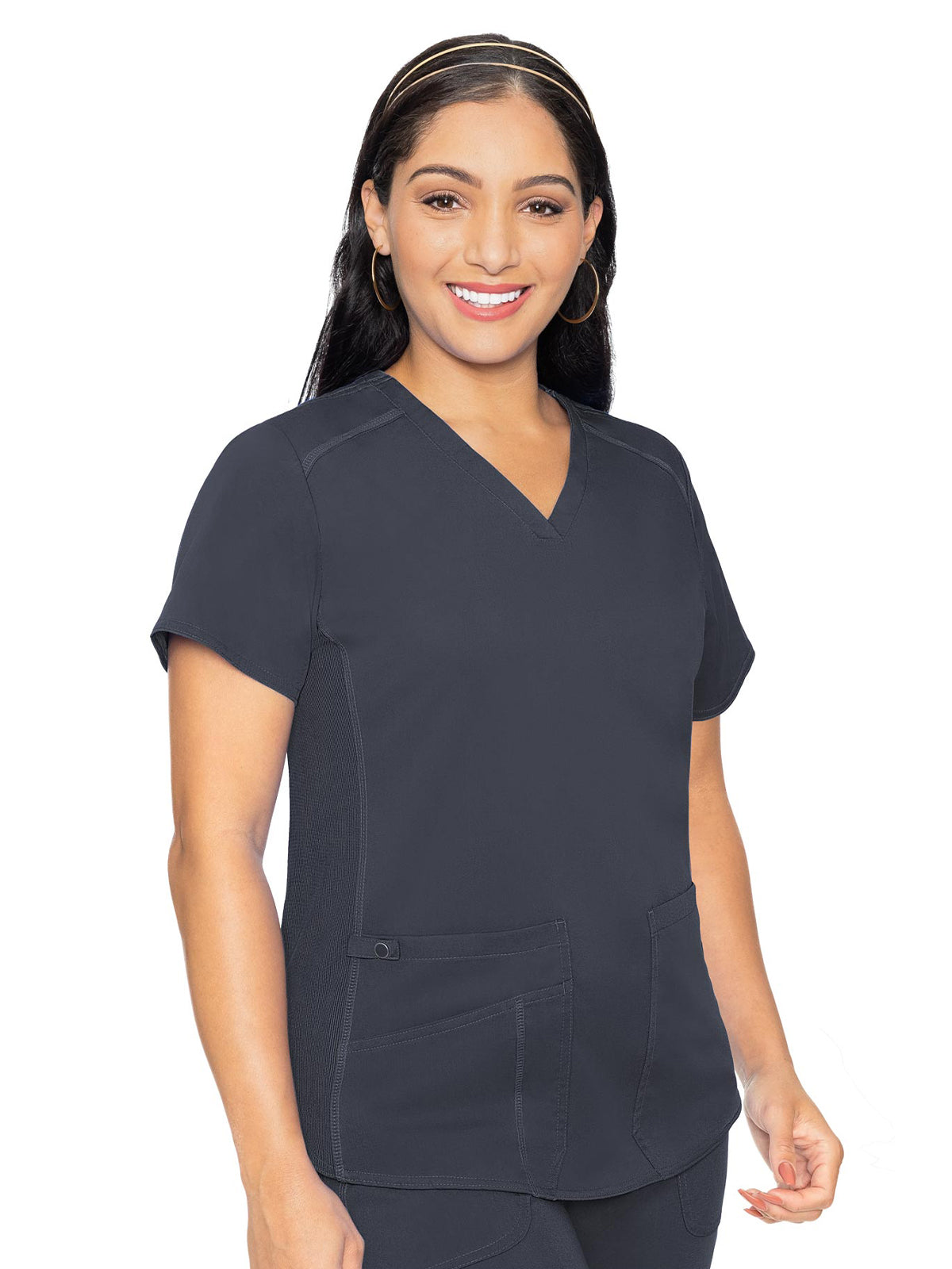 Women's 4-Pocket V-Neck Shirttail Top