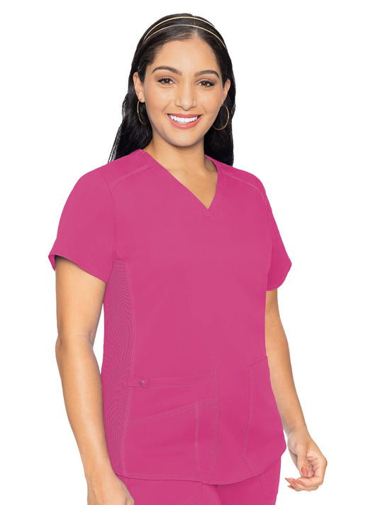 Women's 4-Pocket V-Neck Shirttail Top