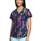 Women's 2-Pocket V-Neck Print Top