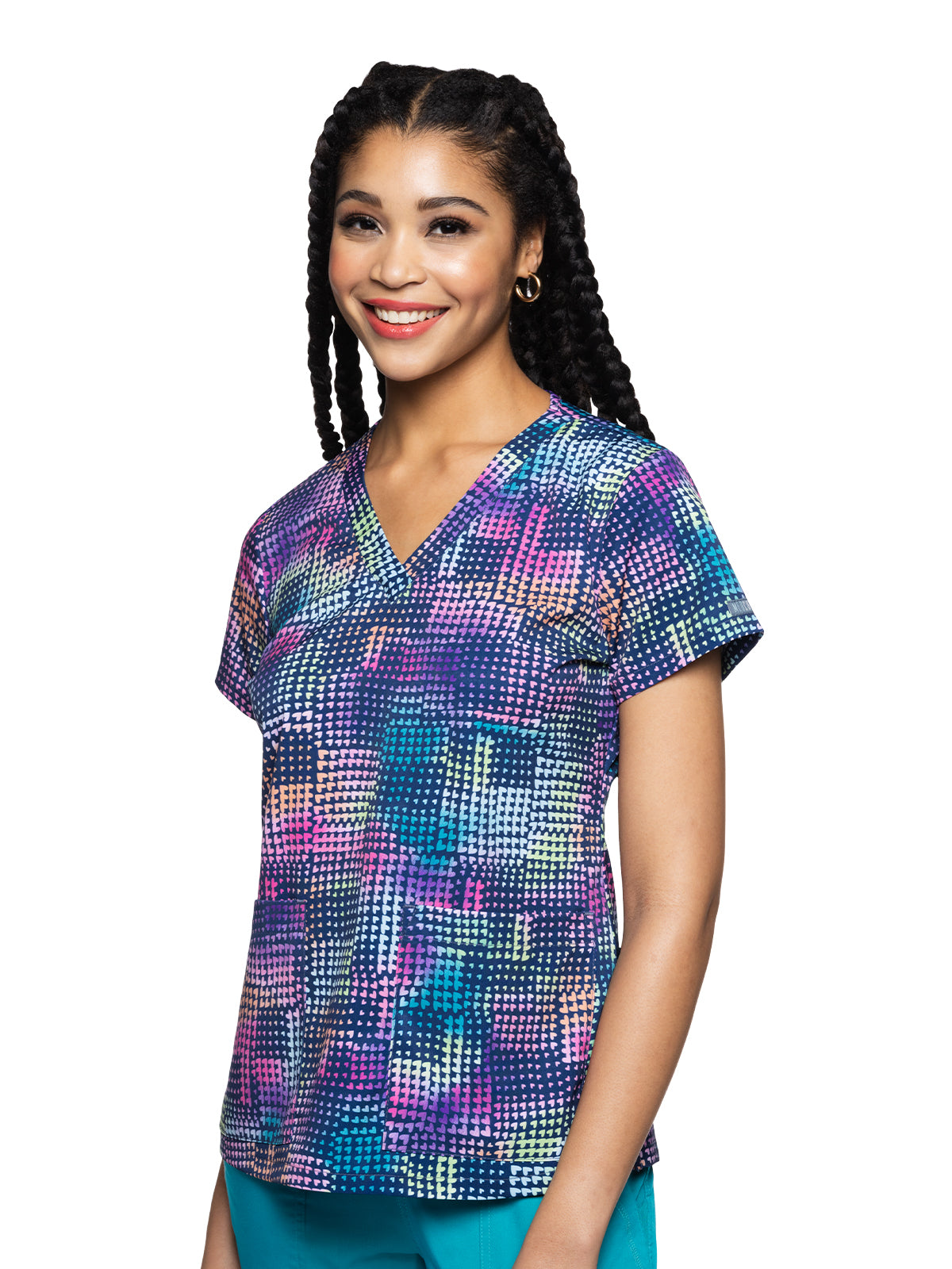 Women's 2-Pocket V-Neck Print Top