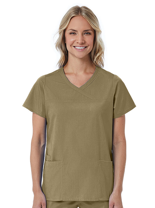 Women's Three-Pocket Curved Mock Wrap Top