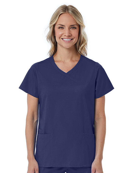 Women's Three-Pocket Curved Mock Wrap Top