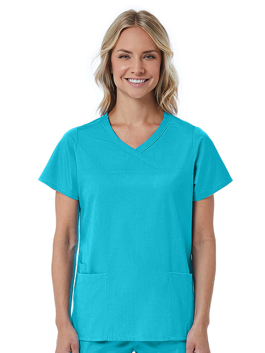 Women's Three-Pocket Curved Mock Wrap Top