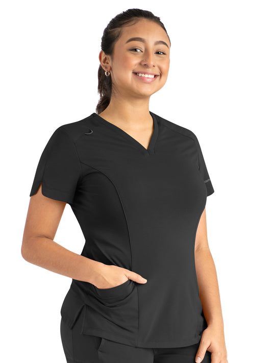 Women's Two-Pocket Tulip-Neck Top