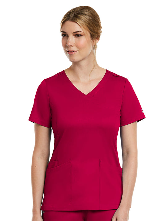 Women's Three-Pocket Curved Mock Wrap Top