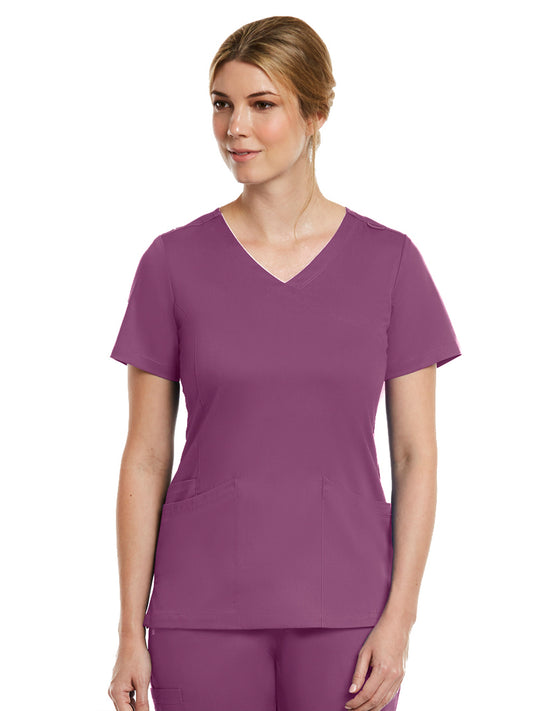 Women's Three-Pocket Curved Mock Wrap Top