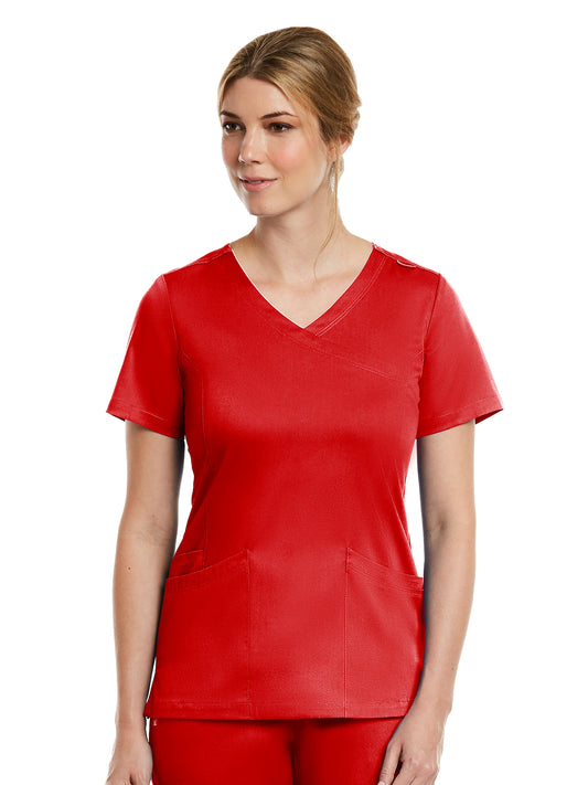 Women's Three-Pocket Curved Mock Wrap Top