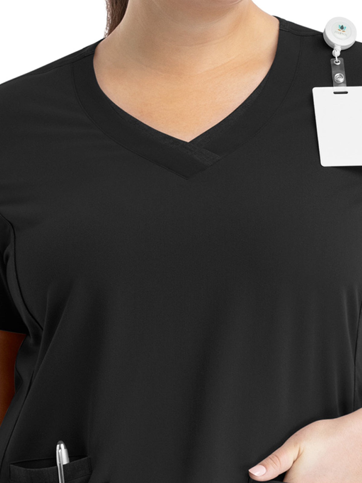Women's Layered Three-Pocket V-Neck Top - 3901 - Black