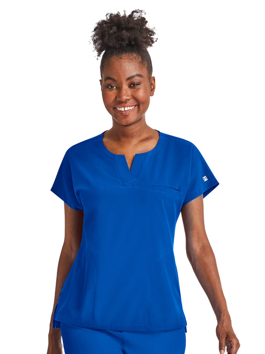 Women's Three-Pocket Notched Neck Dolman Top