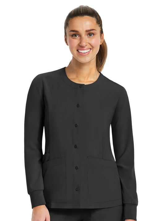 Women's Three-Pocket Round Neck Scrub Jacket