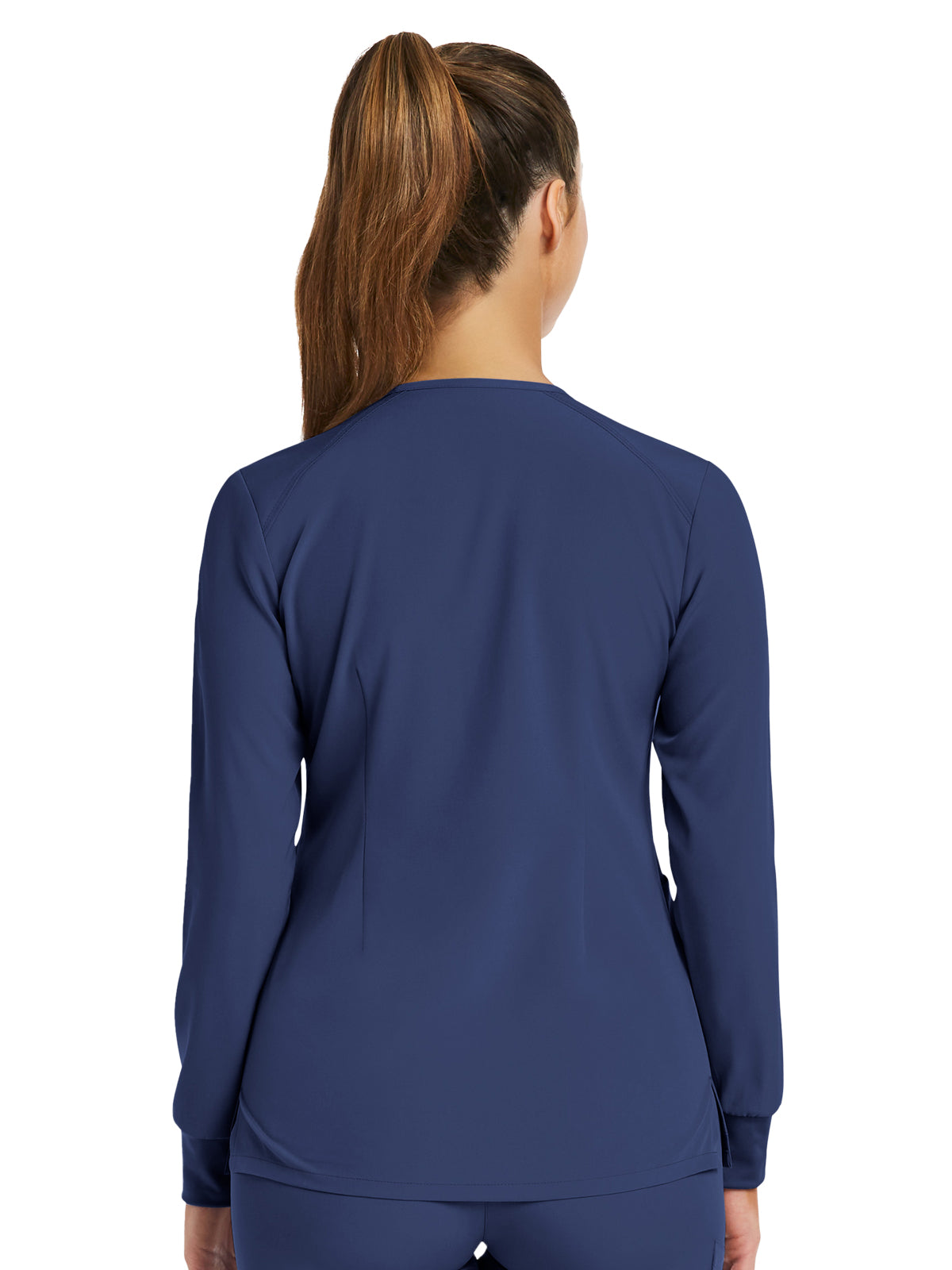 Women's Three-Pocket Round Neck Scrub Jacket