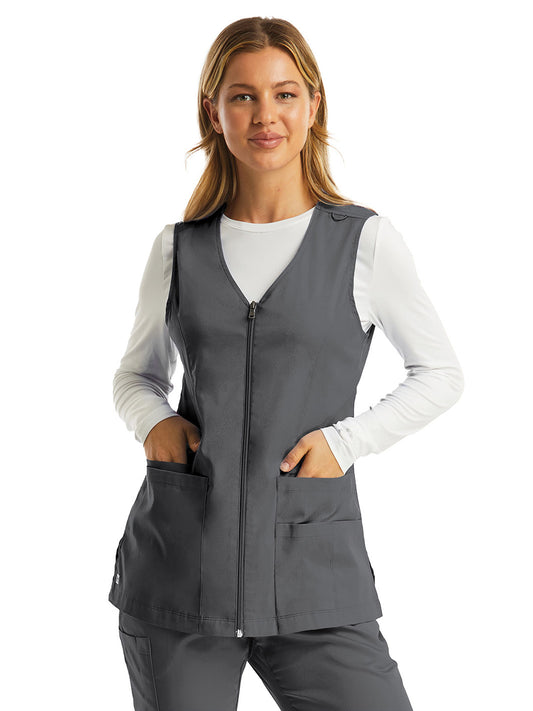 Women's Five-Pocket Zip-Front V-Neck Vest