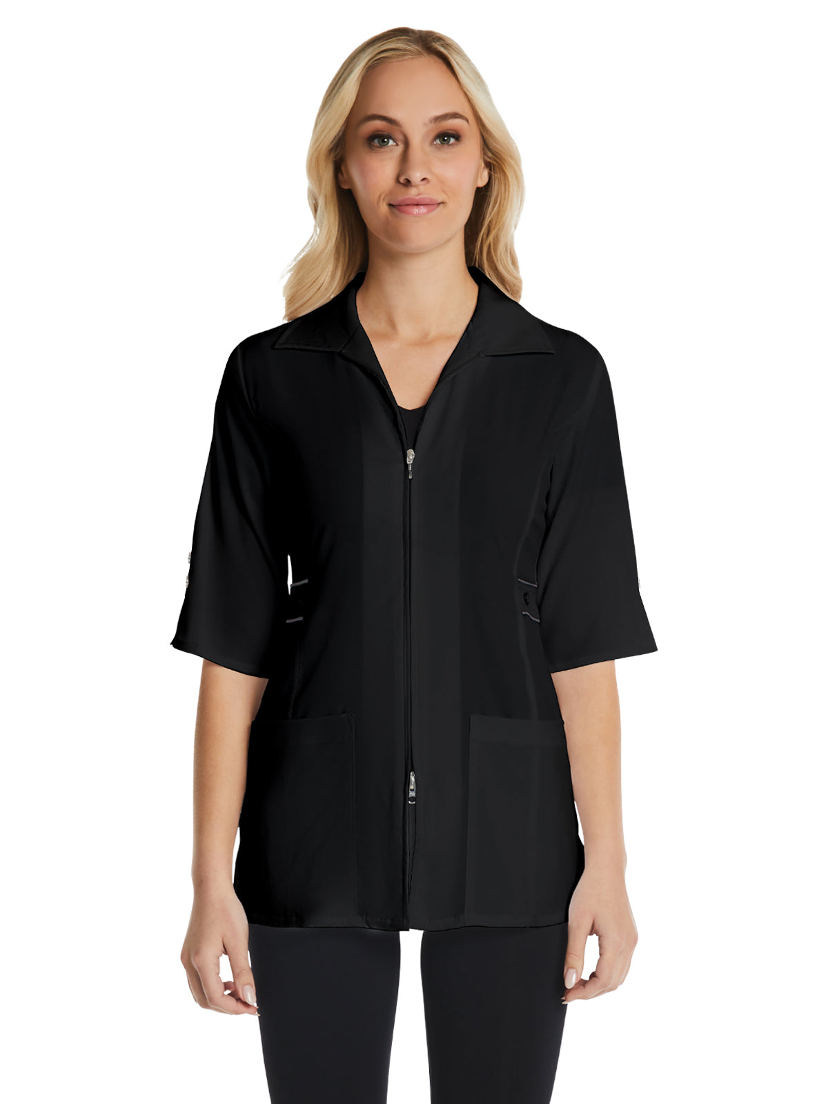 Women's Four-Pocket Maevn Smart Half Sleeve Contrast Trim Jacket