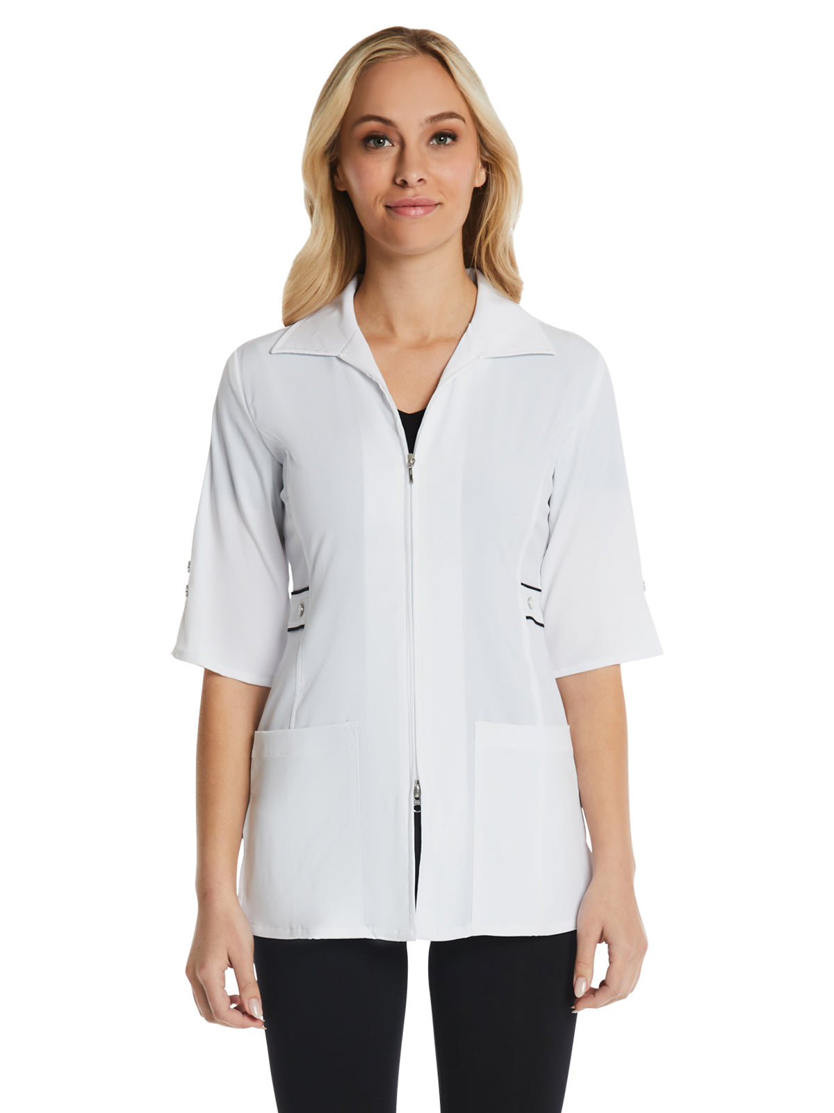 Women's Four-Pocket Maevn Smart Half Sleeve Contrast Trim Jacket