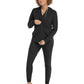 Women's Six-Pocket Zip Up Hoodie Jacket - 90301 - Black