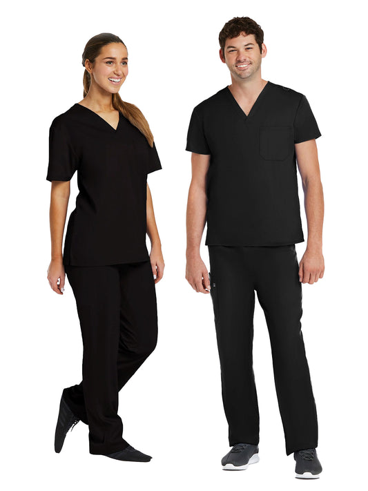 Unisex One-Pocket V-Neck and Two-Pocket Drawstring Cargo Scrub Set