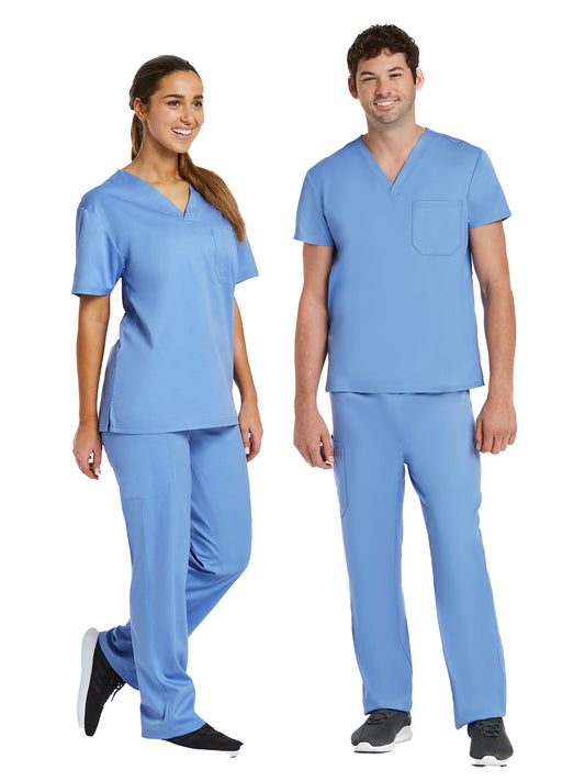 Unisex One-Pocket V-Neck and Two-Pocket Drawstring Cargo Scrub Set