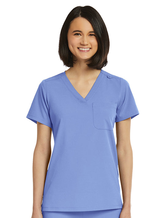 Women's Fitted One-Pocket V-Neck Scrub Top