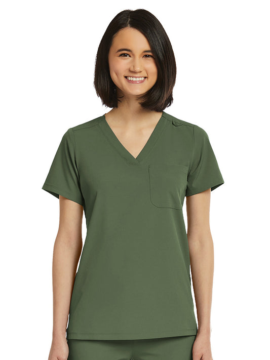 Women's Fitted One-Pocket V-Neck Scrub Top