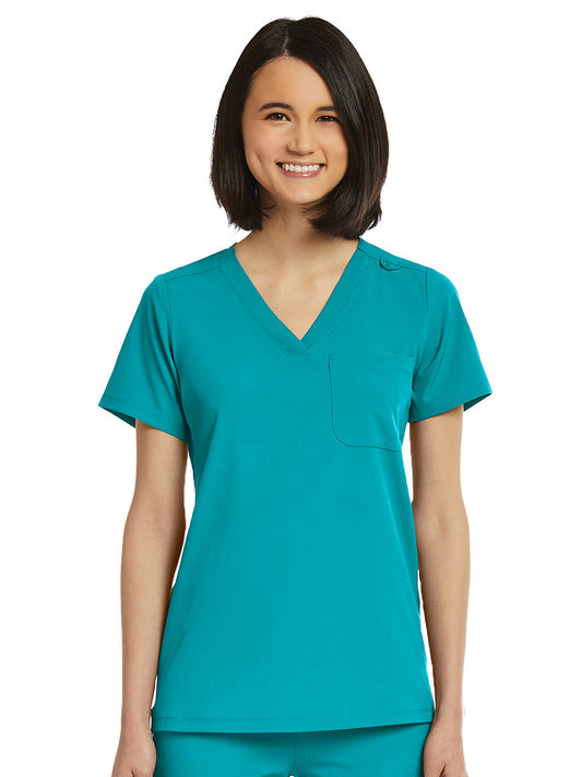 Women's Fitted One-Pocket V-Neck Scrub Top