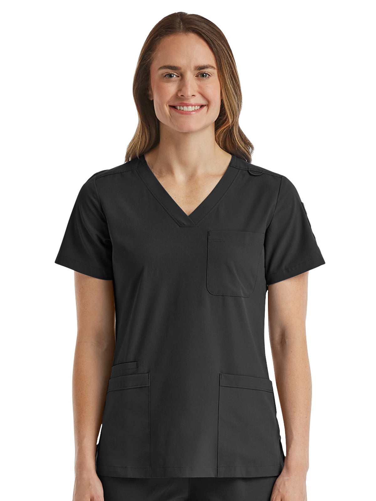 Women's Fitted Six-Pocket V-Neck Top