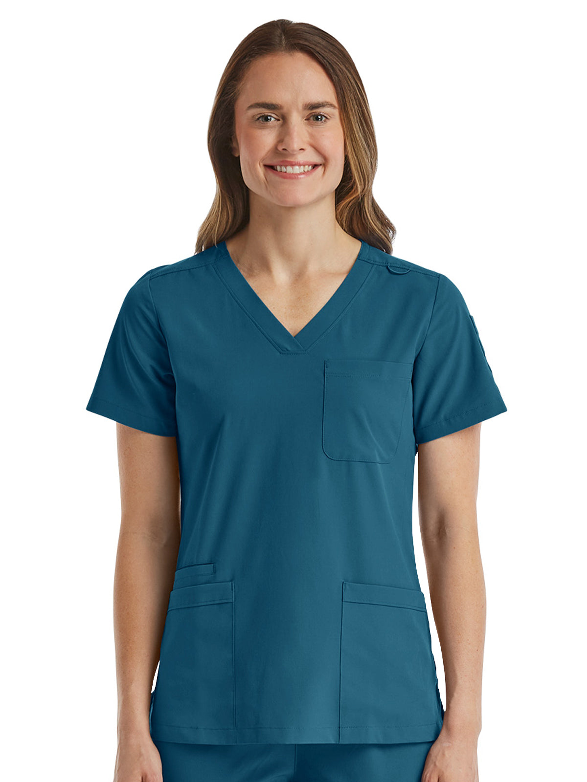 Women's Fitted Six-Pocket V-Neck Scrub Top