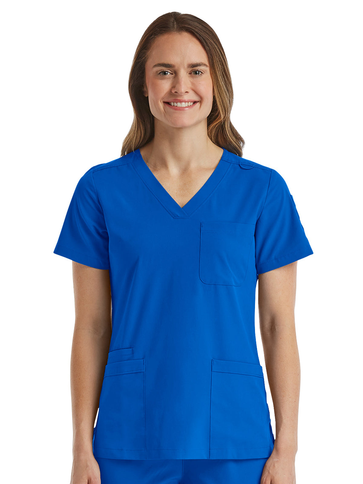 Women's Fitted Six-Pocket V-Neck Scrub Top