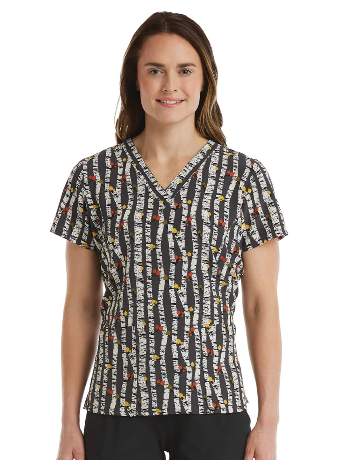 Women's Two-Pocket V-Neck Print Scrub Top