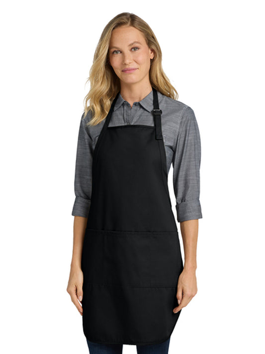 Women's Three-Pocket Easy Care with Stain Release Full Length Apron - A703 - Black