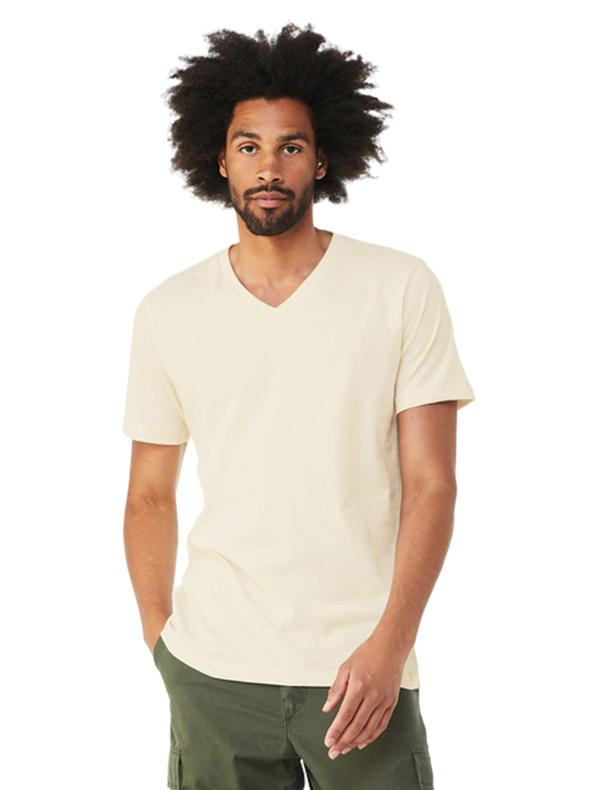 Unisex Pocketless V-Neck Tee - BC3005 - Natural