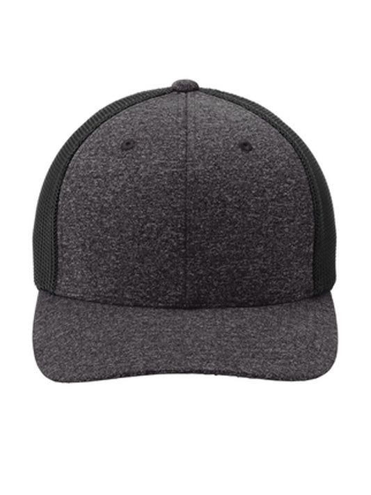 Unisex Mesh Back Trucker Cap - C302 - Black/ Dark Charcoal Heather