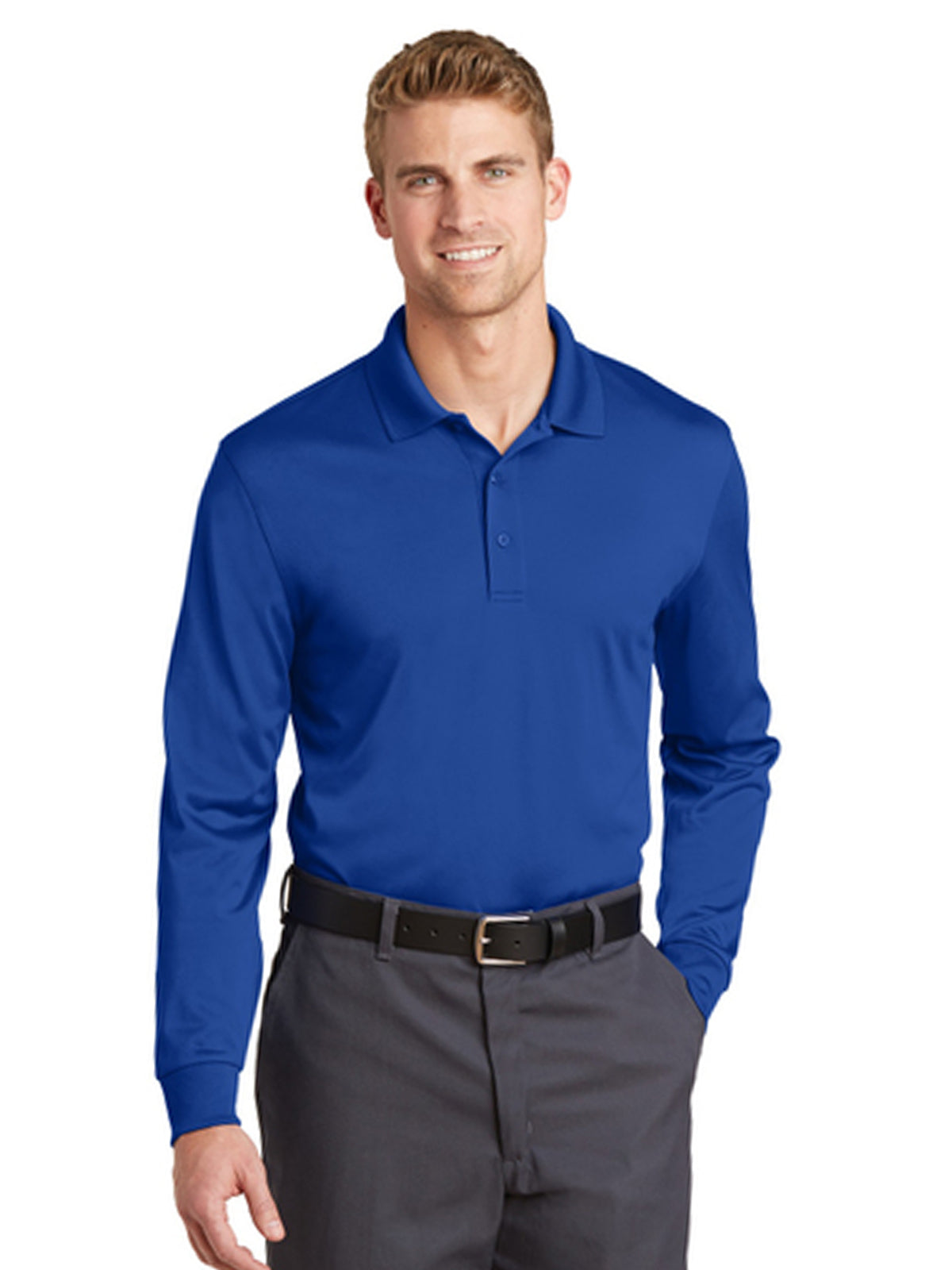 Men's Pocketless Long Sleeve Polo