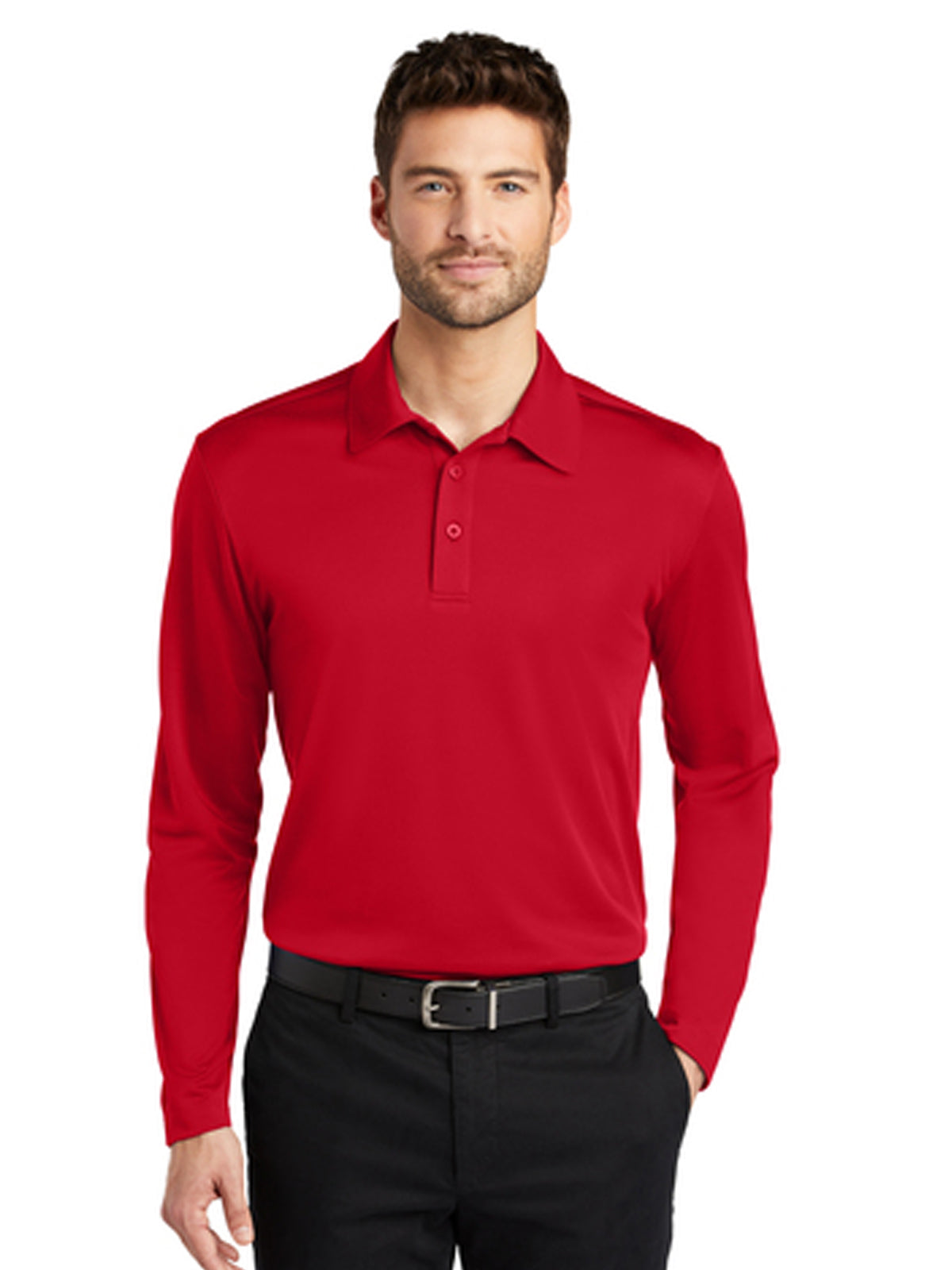 Men's Pocketless Performance Long Sleeve Polo