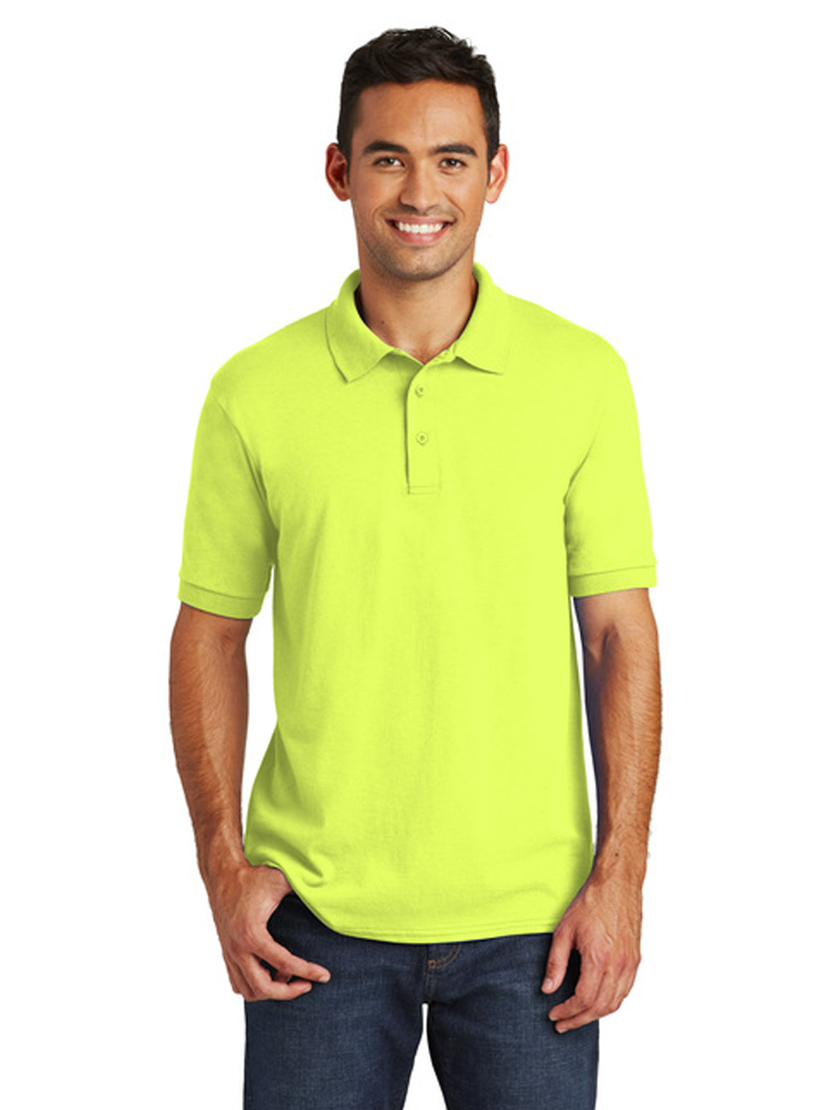 Men's Pocketless Jersey Knit Polo - KP55 - Safety Green