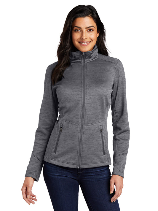 Women's Striped Fleece Jacket - L231 - Black
