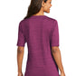 Women's Heather Open Neck Top - LK583 - Violet Purple/Black