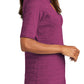 Women's Heather Open Neck Top - LK583 - Violet Purple/Black