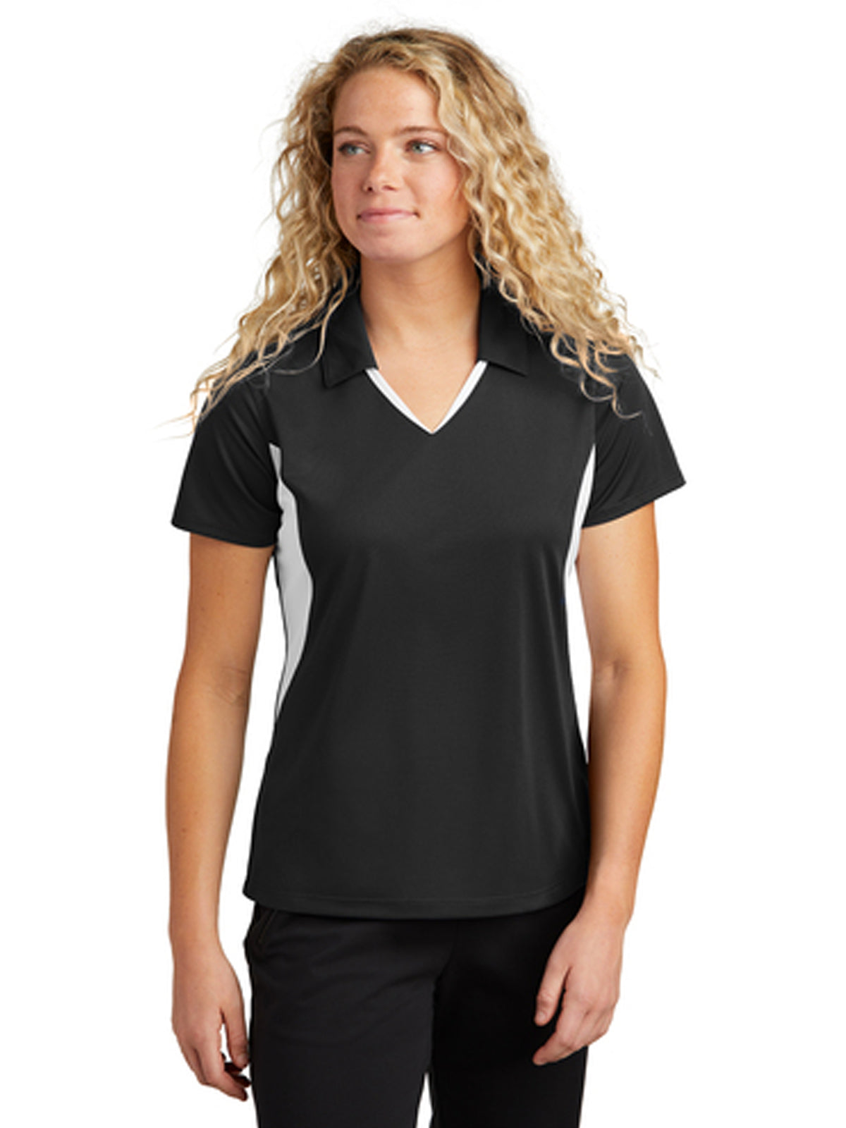 Women's Pocketless Side Blocked Polo Shirt