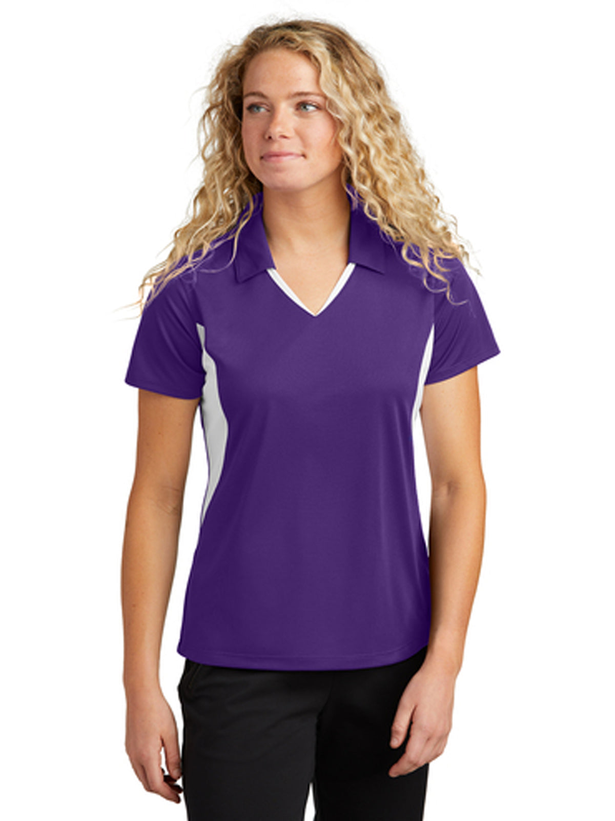 Women's Pocketless Side Blocked Polo Shirt