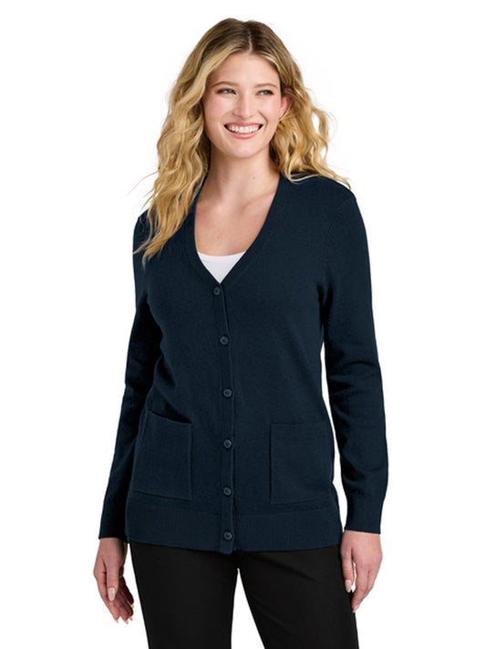 Women's 2-Pocket Button-Up Cardigan Sweater - LSW4150 - River Blue Navy