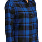 Women's Plaid Flannel Shirt - LW668 - Royal/Black