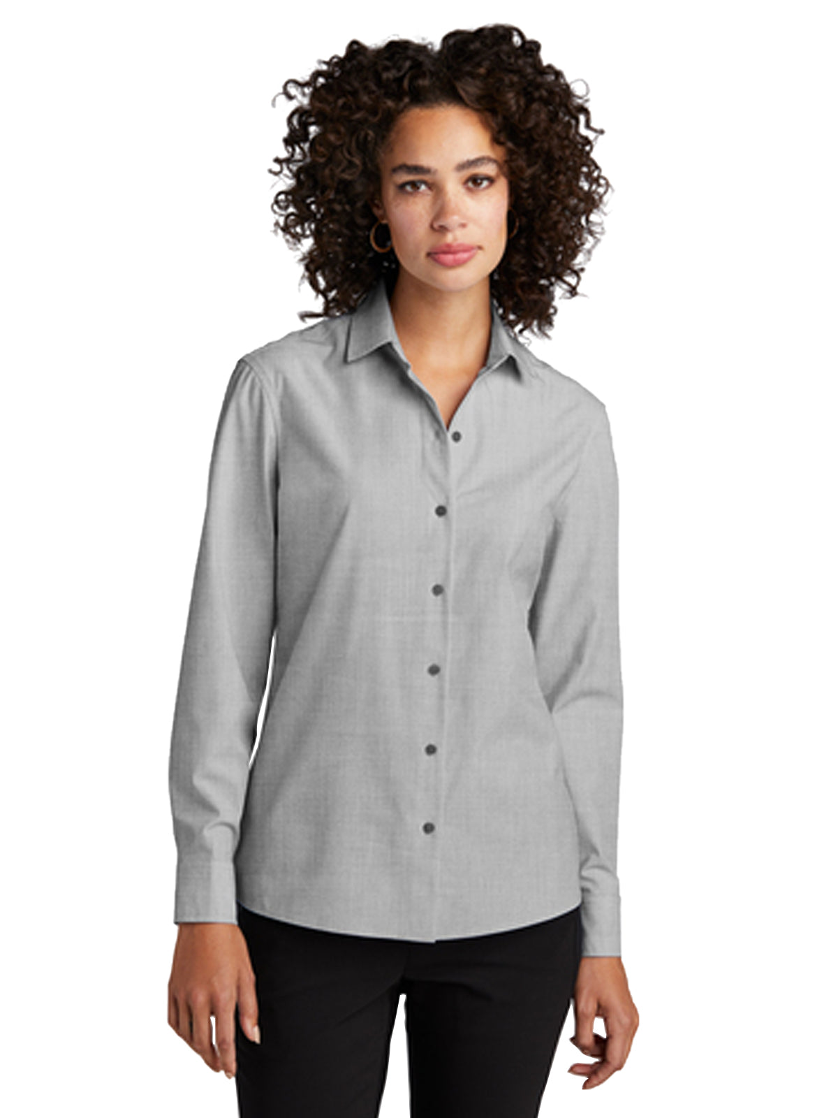 Women's Pocketless Long Sleeve Woven Shirt