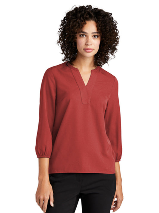 Women's Pocketless 3/4-Sleeve Blouse Top - MM2011 - Terracotta