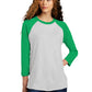 Unisex 3/4 Sleeve Raglan Tee - NL6051 - Envy/Heather White